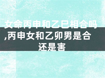 女命丙申和乙巳相合吗,丙申女和乙卯男是合还是害