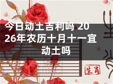 今日动土吉利吗 2026年农历十月十一宜动土吗