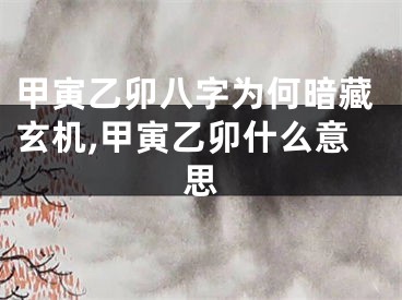 甲寅乙卯八字为何暗藏玄机,甲寅乙卯什么意思