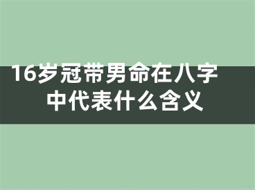 16岁冠带男命在八字中代表什么含义