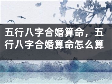 五行八字合婚算命,五行八字合婚算命怎么算