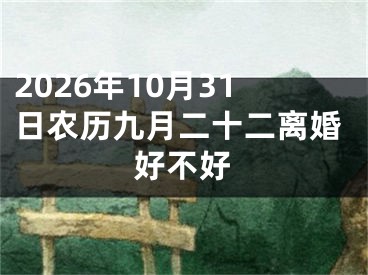 2026年10月31日农历九月二十二离婚好不好