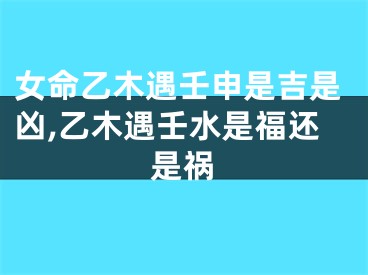女命乙木遇壬申是吉是凶,乙木遇壬水是福还是祸