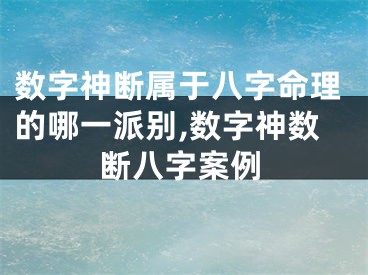 数字神断属于八字命理的哪一派别,数字神数断八字案例