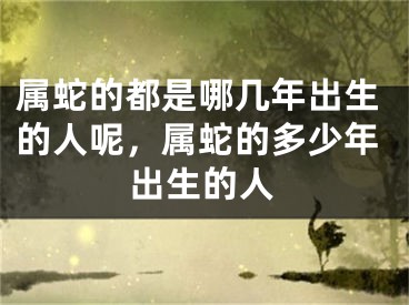 属蛇的都是哪几年出生的人呢，属蛇的多少年出生的人
