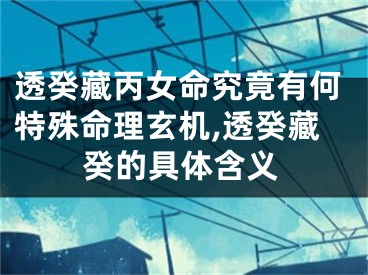 透癸藏丙女命究竟有何特殊命理玄机,透癸藏癸的具体含义