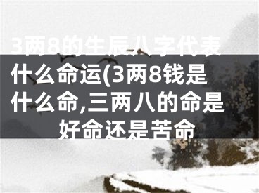 3两8的生辰八字代表什么命运(3两8钱是什么命,三两八的命是好命还是苦命