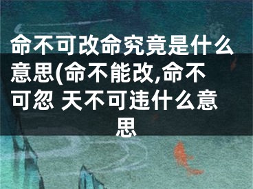 命不可改命究竟是什么意思(命不能改,命不可忽 天不可违什么意思