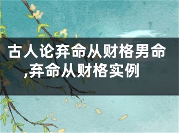 古人论弃命从财格男命,弃命从财格实例