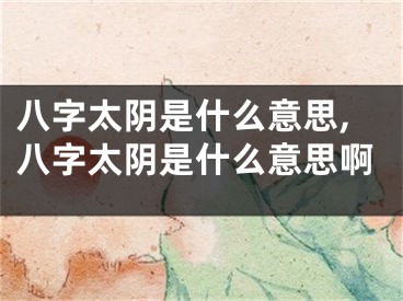 八字太阴是什么意思,八字太阴是什么意思啊