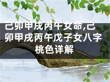己卯甲戌丙午女命,己卯甲戌丙午戊子女八字桃色详解