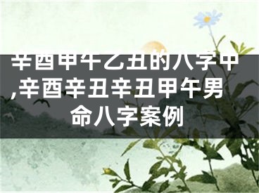 辛酉甲午乙丑的八字中,辛酉辛丑辛丑甲午男命八字案例