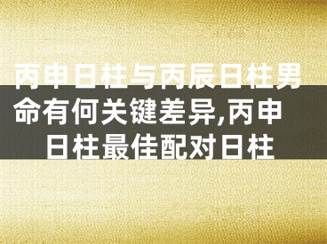 丙申日柱与丙辰日柱男命有何关键差异,丙申日柱最佳配对日柱