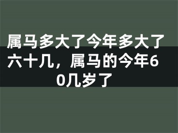 属马多大了今年多大了六十几，属马的今年60几岁了
