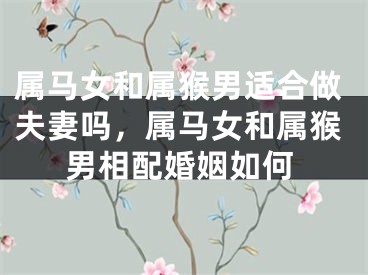 属马女和属猴男适合做夫妻吗，属马女和属猴男相配婚姻如何