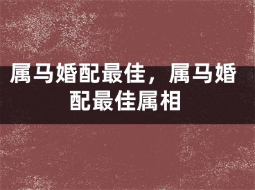 属马婚配最佳,属马婚配最佳属相