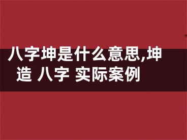八字坤是什么意思,坤造 八字 实际案例