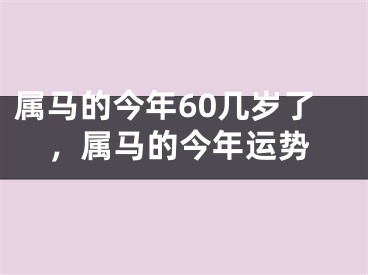 属马的今年60几岁了，属马的今年运势