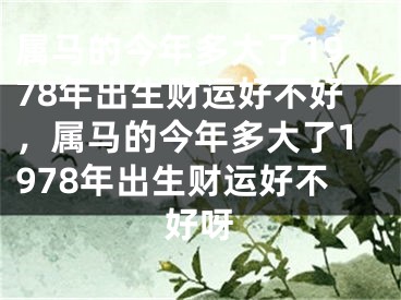 属马的今年多大了1978年出生财运好不好，属马的今年多大了1978年出生财运好不好呀
