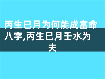丙生巳月为何能成富命八字,丙生巳月壬水为夫