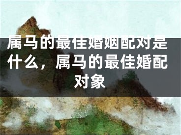 属马的最佳婚姻配对是什么,属马的最佳婚配对象