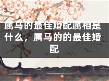 属马的最佳婚配属相是什么，属马的的最佳婚配