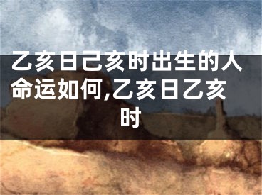 乙亥日己亥时出生的人命运如何,乙亥日乙亥时