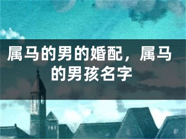 属马的男的婚配，属马的男孩名字