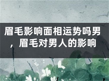 眉毛影响面相运势吗男，眉毛对男人的影响