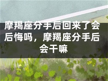 摩羯座分手后回来了会后悔吗，摩羯座分手后会干嘛