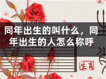 同年出生的叫什么,同年出生的人怎么称呼