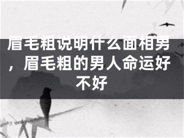 眉毛粗说明什么面相男，眉毛粗的男人命运好不好