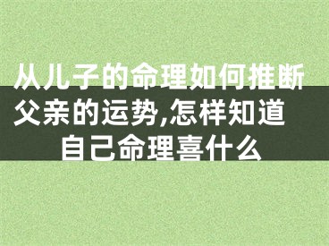 从儿子的命理如何推断父亲的运势,怎样知道自己命理喜什么