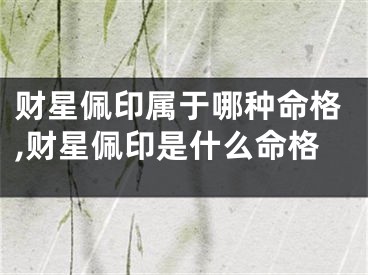 财星佩印属于哪种命格,财星佩印是什么命格