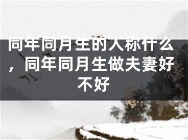 同年同月生的人称什么，同年同月生做夫妻好不好