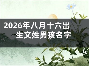 2026年八月十六出生文姓男孩名字