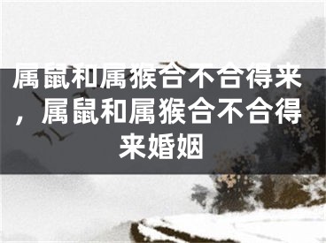 属鼠和属猴合不合得来,属鼠和属猴合不合得来婚姻