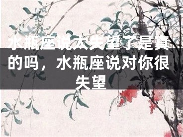 水瓶座说太失望了是真的吗，水瓶座说对你很失望