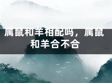 属鼠和羊相配吗,属鼠和羊合不合