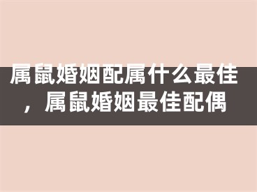 属鼠婚姻配属什么最佳，属鼠婚姻最佳配偶 