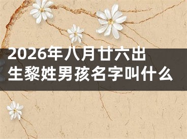 2026年八月廿六出生黎姓男孩名字叫什么 