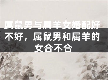 属鼠男与属羊女婚配好不好，属鼠男和属羊的女合不合