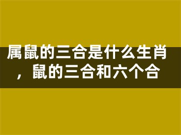 属鼠的三合是什么生肖，鼠的三合和六个合
