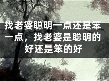 找老婆聪明一点还是笨一点，找老婆是聪明的好还是笨的好