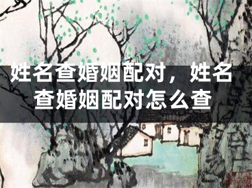 姓名查婚姻配对，姓名查婚姻配对怎么查