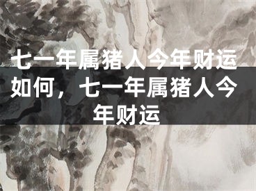 七一年属猪人今年财运如何，七一年属猪人今年财运