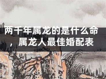 两千年属龙的是什么命，属龙人最佳婚配表