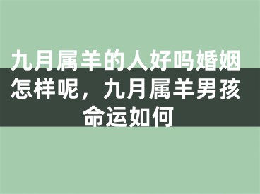 九月属羊的人好吗婚姻怎样呢，九月属羊男孩命运如何