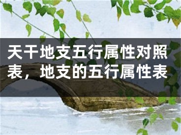 天干地支五行属性对照表，地支的五行属性表