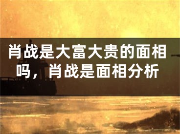 肖战是大富大贵的面相吗，肖战是面相分析